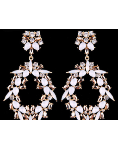 Diamond Flower Stud Earrings Fashion Color Diamond Hollow