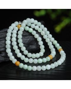 Light Green Yellow Jade Bead Necklace Women