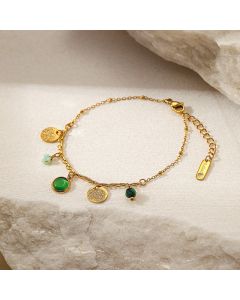 Vintage Natural Stone Bracelet Fashion 18K Gold Plated