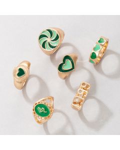 Green Drop Oil Love Windmill 6-piece Ins Ring