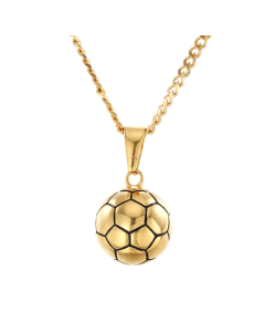 Hip hop exquisite stainless steel gold-plated solid football pendant