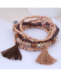 Bohemian Clan Style Mix And Match Rice Beads Accessories Tassel Temperament Multi-layer Bracelet