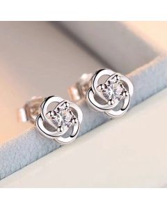 Silver Earrings Four-leaf Clover Earrings Female Personality Temperament Korean Simple Wild Earrings