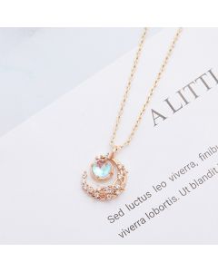 Fashion Simple Moon Star Moonstone Necklace
