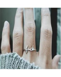 Ladies Fashion Letter Ring Titanium Steel