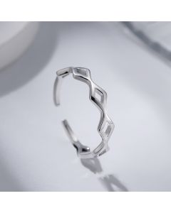 S925 Sterling Silver Diamond  Korean Style Trendy Square Ring