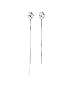 S925 Silver Tassel Long Round Face Delicate Niche O Diamond Stitching Earrings
