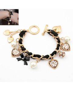 Trendy Fashion Bracelet Summer Little  Temperament Leopard Print Peach Heart Retro Bracelet Bracelet
