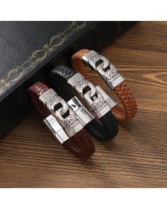 Alloy Hand-held Men's Leather Woven Bracelet