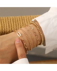 Fashion Ball Bead Chain Cross Back Chain Bracelet Multi-layer