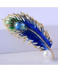 Malachite Green Drop Oil Feather Brooch Clothing Accessories