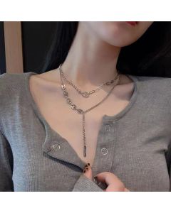 Double Layered Pig Nose Buckle Necklace Accessories Clavicle Chain