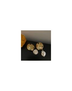 Retro Irregular Earrings Ear Clips With Diamonds Exaggerated Pearl Pendant Earrings