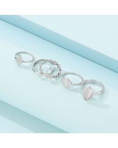 Alloy Inlaid Crystal Knuckle Ring Set