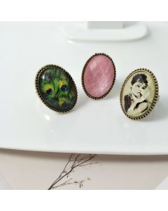 Vintage Oval Flower Gemstone Ring For Women