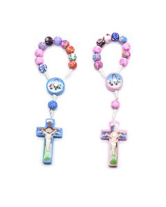 Handmade Rose Rosary Bracelet Colored Clay Children'S Catholic Relics Christ Cross Prayer Beads Rosary