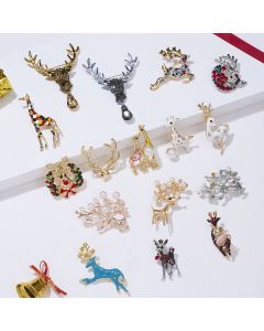 Fashion Christmas Elk Bow Rhinestone Painting Oil Brooch