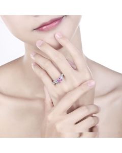 925 Sterling Silver Main Stone Powder Zirconium White Zirconium Ring