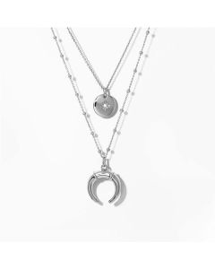 Horn Five-pointed Star Point Diamond Alloy Necklace