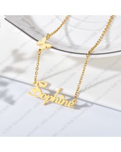 Stainless Steel Number English Letter Name Pendant Necklace Female