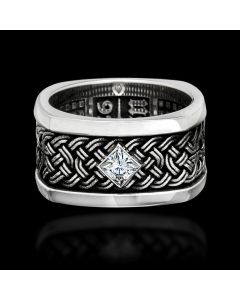 Alloy Electroplating Diamond Character Hemp Pattern Ring