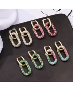 Cold Wind Double Ring Buckle Earrings Copper