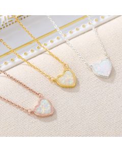 Heart-shaped Necklace With Copper Zircon Pendant