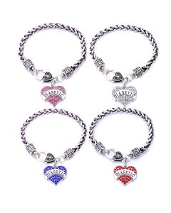 Zinc Alloy Diamond Heart-shaped DIABETIC Bracelet