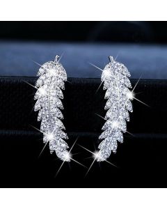 Zircon leaf earrings