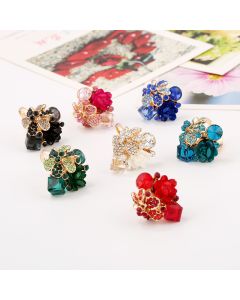 Colorful Crystal Gemstone Opening Resin Flower Ring
