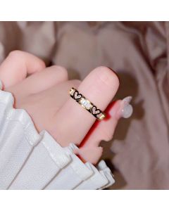 Cute zircon peach heart butterfly wedding ring