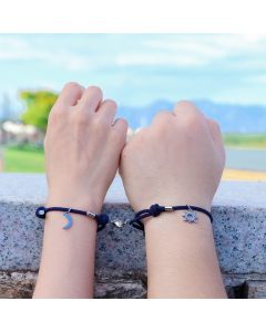 Stainless Steel Titanium Sun And Moon Pendant Couple Bracelet