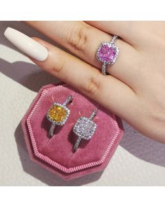 Fashion Jewelry Luxury Multicolor Charm Cubic Zirconia Wedding Rings For Women T Shape Stone Party Jewelry Gifts