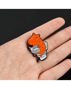 Little Mouse Toilet Reading Newspaper Shape Pin Brooch