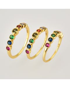 New S925 Sterling Silver Rainbow Zircon Ring For Women