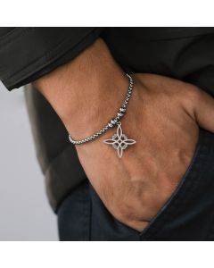 Men's Fashion Simple Stainless Steel Square Continuous Curly Pattern Bracelet