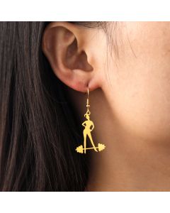 18K Electroplated Non-fading Dumbbell Stainless Steel Earrings