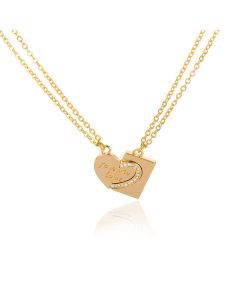 Heart-Shaped Square Pendant Zircon Necklace