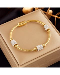 Full Diamond Titanium Steel Magnetic Buckle Round Bracelet
