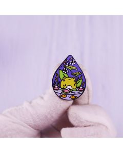 Creative Water Drop Glass Container Frog Pond Brooch