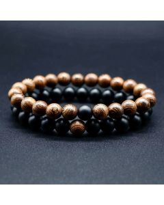 8MM Door Frame Round Beads Bracelet White Turquoise Black Matte Black Agate Bracelet Couple Set