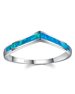 925 Sterling Silver Fashion Jewelry Mystic Ocean Blue White Opal Fire Rings For Women Gifts