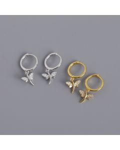 S925 sterling silver creative dragonfly earrings