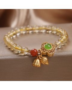 Ethnic Style Two-piece Flower Pendant Natural Citrine Bracelet For Women