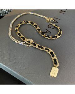Fashion Retro Ribbon Winding Diamond Necklace