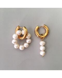 French Natural Pearl Asymmetric Earrings
