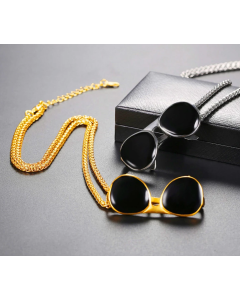 18k gold plated men jewelry cool sunglass pendant necklace with chain