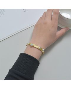 C Shape Smooth White Turquoise Opening Adjustable Bracelet