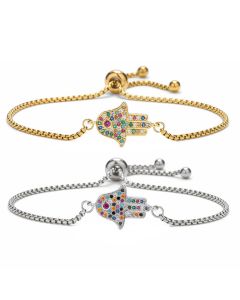 Copper Micro Inlaid Zircon Palm Adjustable Stainless Steel Bracelet Bracelet For Women