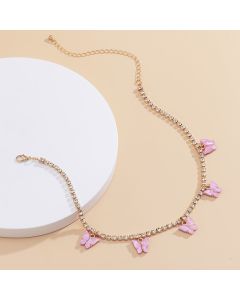Simple Retro Claw Chain Drill Personality Acrylic Butterfly Necklace